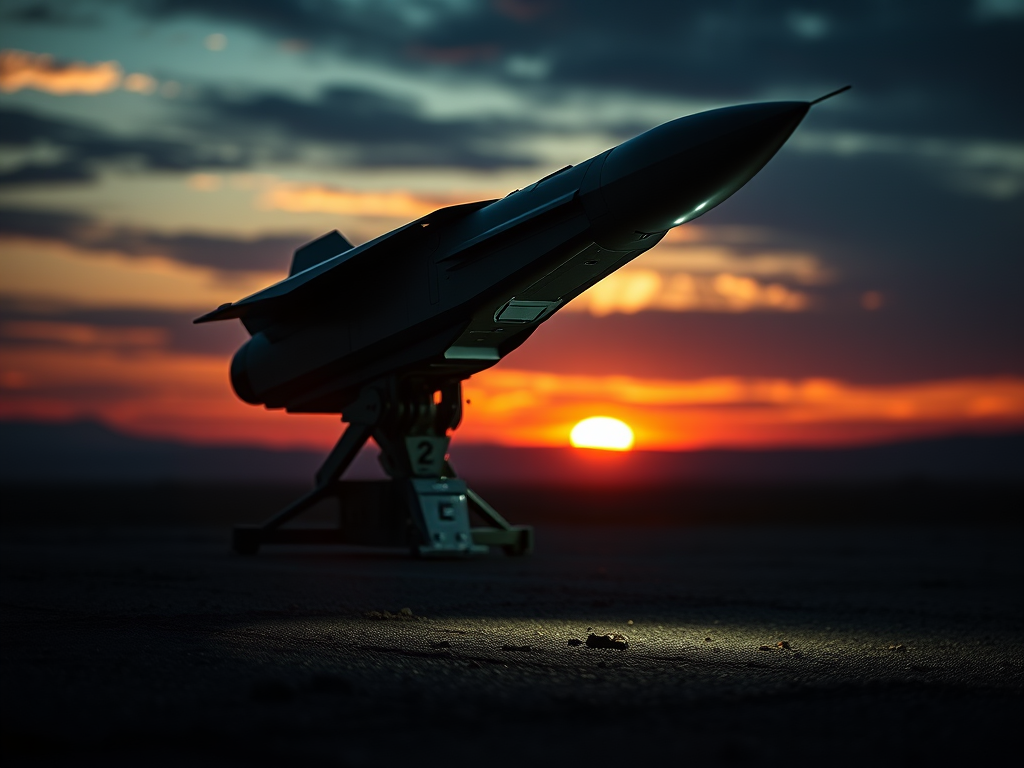 Fighter aircraft at sunset
