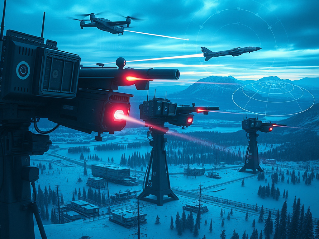 Modern Nordic air defense deployment with UAVs and radar systems