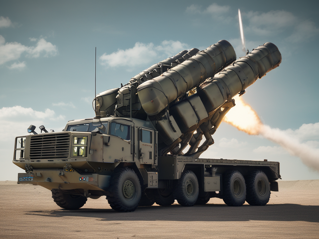 Lastebilmontert missiellauncher avfyrer