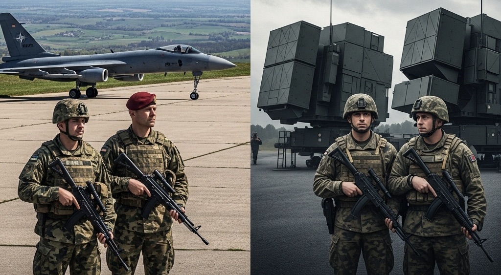 Ukrainian soldiers with fighter jet and mobile radar system