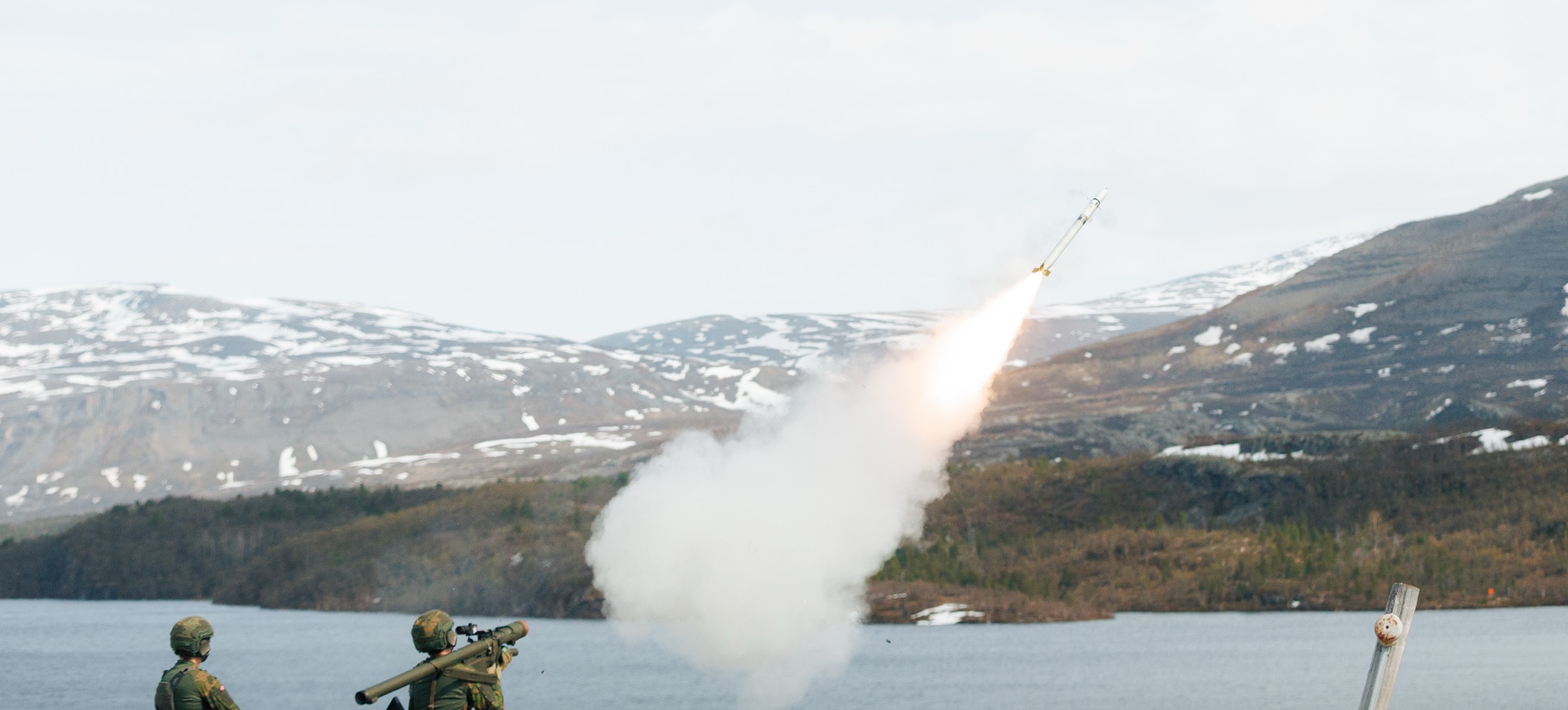 Soldiers operating a man-portable air defense launcher