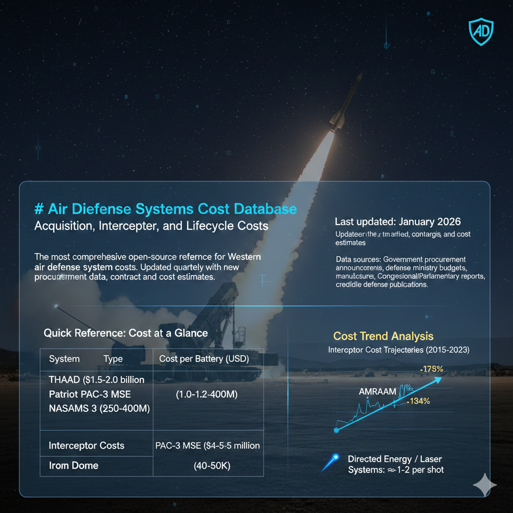 Air Defense Systems Cost Database - anskaffelse, interceptor og livssykluskostnader